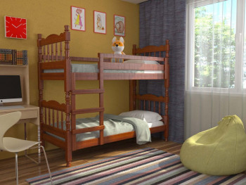 Кровать двухъярусная Соня из массива сосны 800*1890 Орех в Плотниково - plotnikovo.mebel54.com | фото
