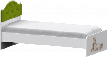 Кровать Каспер с мягкой спинкой и фотопечатью (800х1900)Белый/Лайм в Плотниково - plotnikovo.mebel54.com | фото