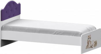 Кровать Каспер с мягкой спинкой и фотопечатью (900х1900)Белый/Фиолетовый в Плотниково - plotnikovo.mebel54.com | фото