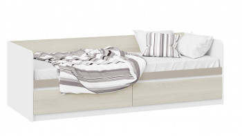 Кровать «Сканди» с 2 ящиками Дуб Гарден/Белый/Глиняный серый в Плотниково - plotnikovo.mebel54.com | фото