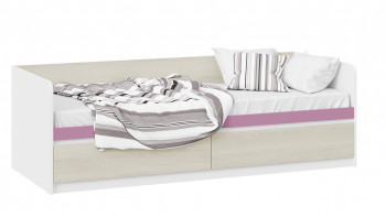 Кровать «Сканди» с 2 ящиками Дуб Гарден/Белый/Лиловый в Плотниково - plotnikovo.mebel54.com | фото