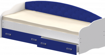 Кровать Софа-7 с мягкой спинкой (800х1900) Белый/Синий в Плотниково - plotnikovo.mebel54.com | фото