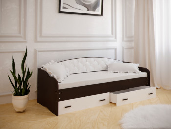 Кровать Софа-7 с мягкой спинкой (800х1900) Венге/ Белый в Плотниково - plotnikovo.mebel54.com | фото