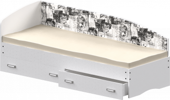 Кровать Софа-9 с мягкой спинкой с рисунком Милана (900х1900) Белый в Плотниково - plotnikovo.mebel54.com | фото