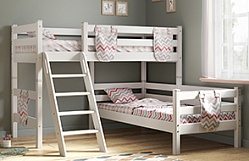 Кровать Соня вариант 8 угловая с наклонной лестницей Белый полупрозрачный в Плотниково - plotnikovo.mebel54.com | фото