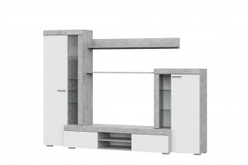 Мебель для гостиной МГС 5 Цемент светлый / Белый в Плотниково - plotnikovo.mebel54.com | фото