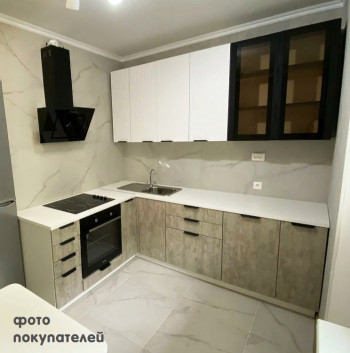 Модульная кухня Норд 1,6 м (Софт даймонд/Камень беж/Белый) в Плотниково - plotnikovo.mebel54.com | фото