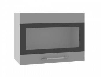 Норд ШВГС 600 Шкаф верхний горизонтальный со стеклом (Софт черный/корпус Белый) в Плотниково - plotnikovo.mebel54.com | фото
