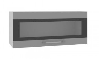 Норд ШВГС 800 Шкаф верхний горизонтальный со стеклом (Софт черный/корпус Белый) в Плотниково - plotnikovo.mebel54.com | фото