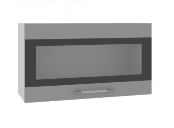 Ройс ВПГСФ 800 Шкаф верхний горизонтальный со стеклом с фотопечатью высокий (Графит софт/корпус Серый) в Плотниково - plotnikovo.mebel54.com | фото