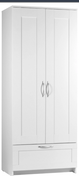 Шкаф двухдверный Сириус с 1 ящиком белый в Плотниково - plotnikovo.mebel54.com | фото