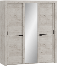 Шкаф трехдверный Соренто с раздвижными дверями Дуб бонифаций/Кофе структурный матовый в Плотниково - plotnikovo.mebel54.com | фото