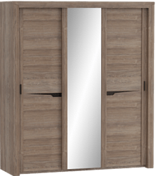 Шкаф трехдверный Соренто с раздвижными дверями Дуб стирлинг/Кофе структурный матовый в Плотниково - plotnikovo.mebel54.com | фото
