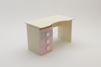 Стол (столешница с выемкой) Грэйси (Розовый/Серый/корпус Клен) в Плотниково - plotnikovo.mebel54.com | фото